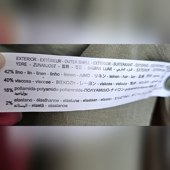 ZARA SEXY LINEN BLEND SHORT DRESS LONG SLEEVE OLIVE GREEN CUT OUT MINI XS - Picture 15 of 16